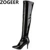Thigh High Boots Women Red White Black Fashion Over the Knee Boot Patent Sexy Nightclub
