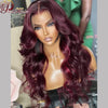Peruvian Remy Pre-Plucked Burgundy Transparent Body Wave Lace Frontal Human Hair Wig