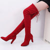 Over The Knee Boots Stretchy Fabrics High Heel Slip On Pointed Toe Long Boots