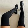 Women Thick Sole Boots Breathable Knitting Sock Ladies Thigh High Boots Stretch Round Toe Shoes