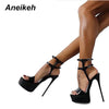Aneikeh New 2024 Summer Fashion Sandals Sexy Open Toe 16CM High Heels Party Dress Wedding Nightclub Women Shoes Black Red White