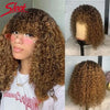 Ombre Brazilian Afro Kinky Curly Wig with Bangs Human Hair