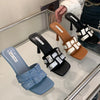 Fashion Weave Pumps Elegant Women Heeled Shoes New In 2023 Outdoor Shallow Ladies High Heels Sandals Slides Female Footwear