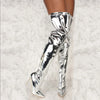 Silver Mirror Thigh High Boots