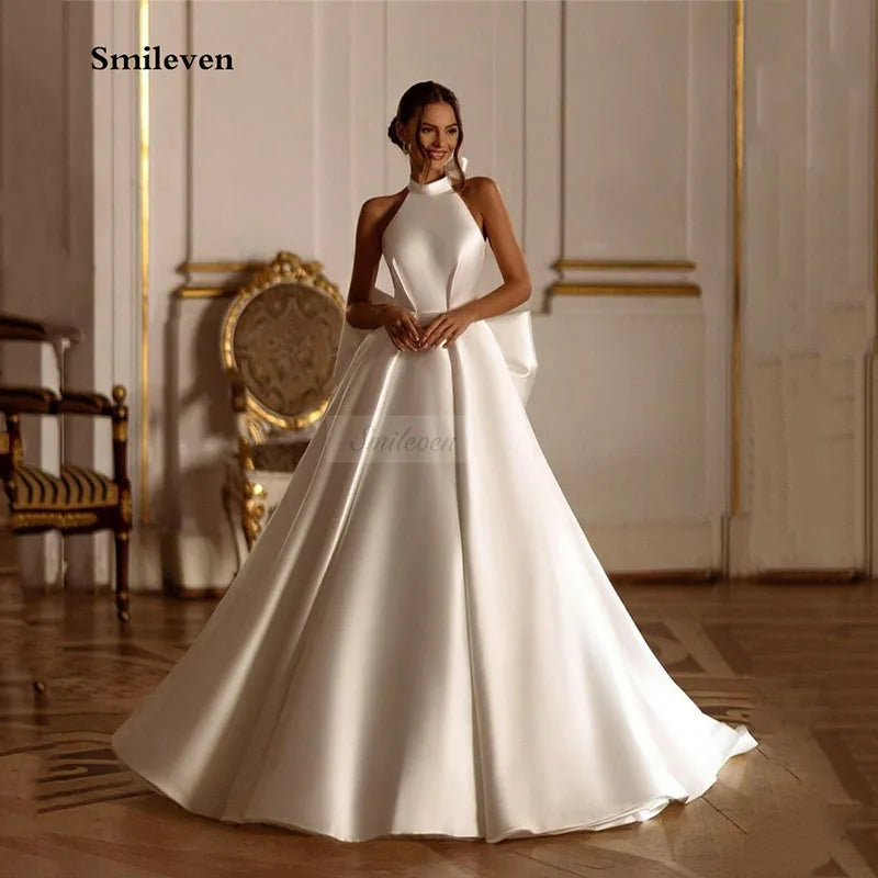 Smileven Sweetheart Neck Wedding Dresses Halter White/Ivory Satin Merm Nellie's Way Beauty, Inc. Smileven Sweetheart Neck Wedding Dresses Halter White/Ivory Satin Merm Nellie's Way Beauty, Inc.