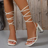 High Heels Crystal Sandals Solid Ankle Strap Shoes