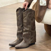 Cowgirl Boots Fashion Slip On Ladies Elegant Square Heel Long Pipe Boots