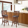 Costway Set of 2 Swivel Bar Stools, Bar Height with Wood Legs, Brown