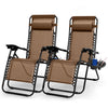 2Packs Zero Gravity Lounge Chair w/ Dual Side Tray Foldable- Brown by VYSN
