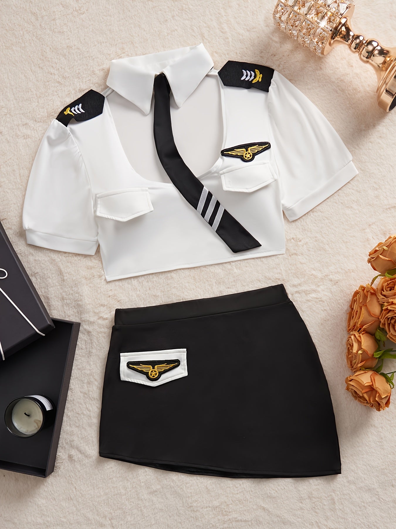 Sexy Flight Attendant Cosplay, 2-piece Lingerie Set Nellie's Way Beauty, Inc. Sexy Flight Attendant Cosplay, 2-piece Lingerie Set Nellie's Way Beauty, Inc.