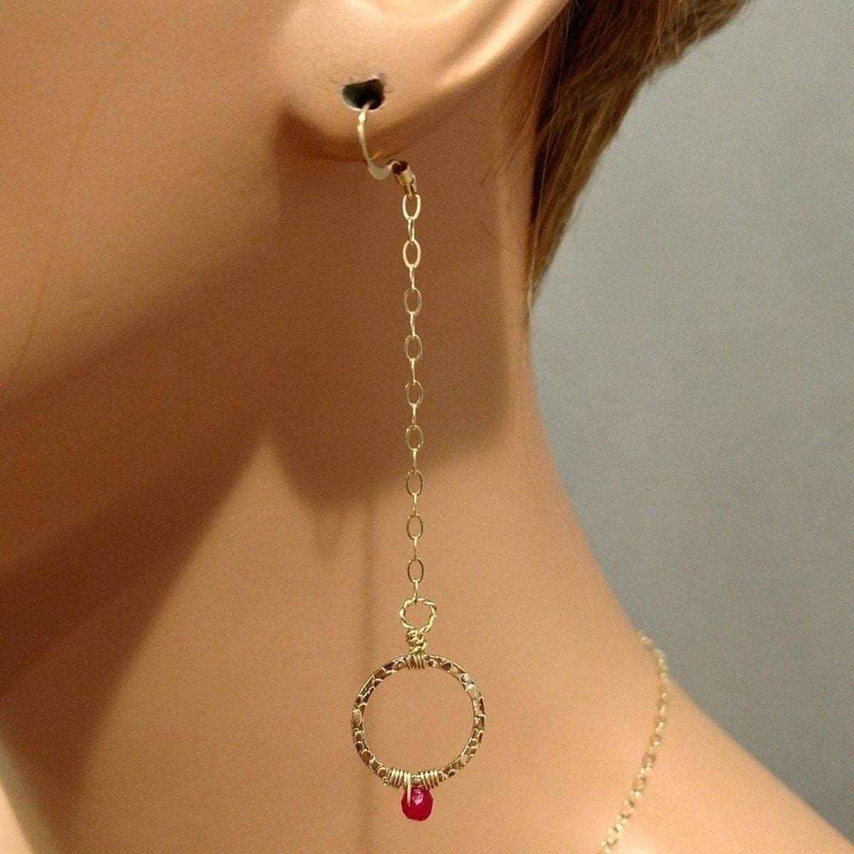 14 KT Gold Filled Wire Wrapped Pink Chalcedony Open Circle Earrings by Alexa Martha Designs