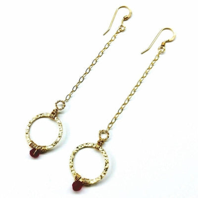 14 KT Gold Filled Wire Wrapped Pink Chalcedony Open Circle Earrings by Alexa Martha Designs
