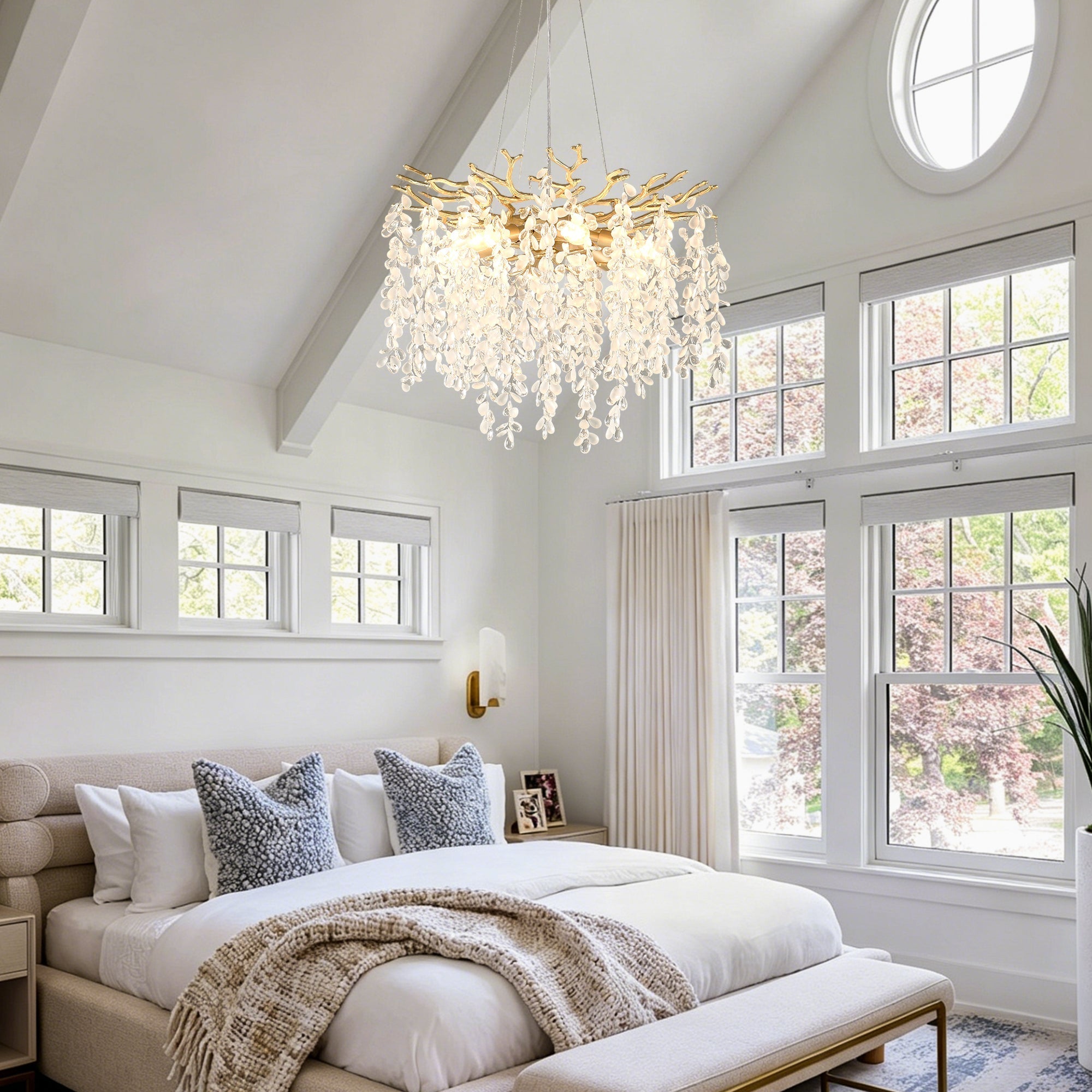 6-Light Chandelier Crystal Ceiling Lamp in Gold