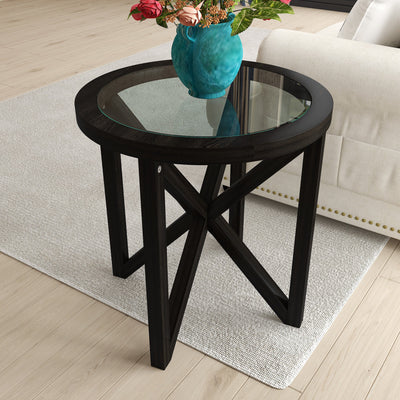 Modern Simple Tempered glass Side Table by Blak Hom