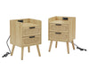 Set of 2 Natural Rattan Nightstands With 2 AC outlets and 2 USB ports by Blak Hom