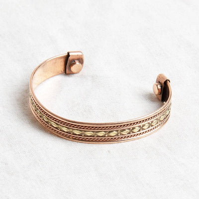Brass Diamond Magnetic Copper Bracelet by Tiny Rituals