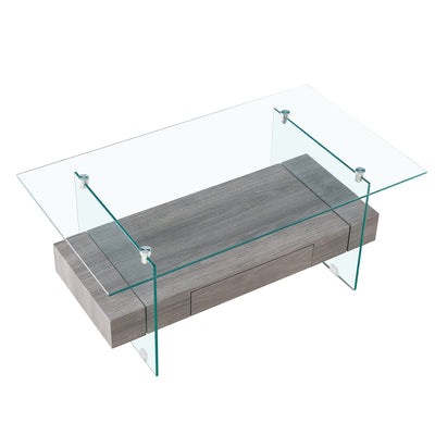 Tempered Glass Coffee Table With Dual Shelves by Blak Hom