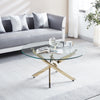 Modern Round Tempered Glass Coffee Table with Stainless Steel Legs by Blak Hom