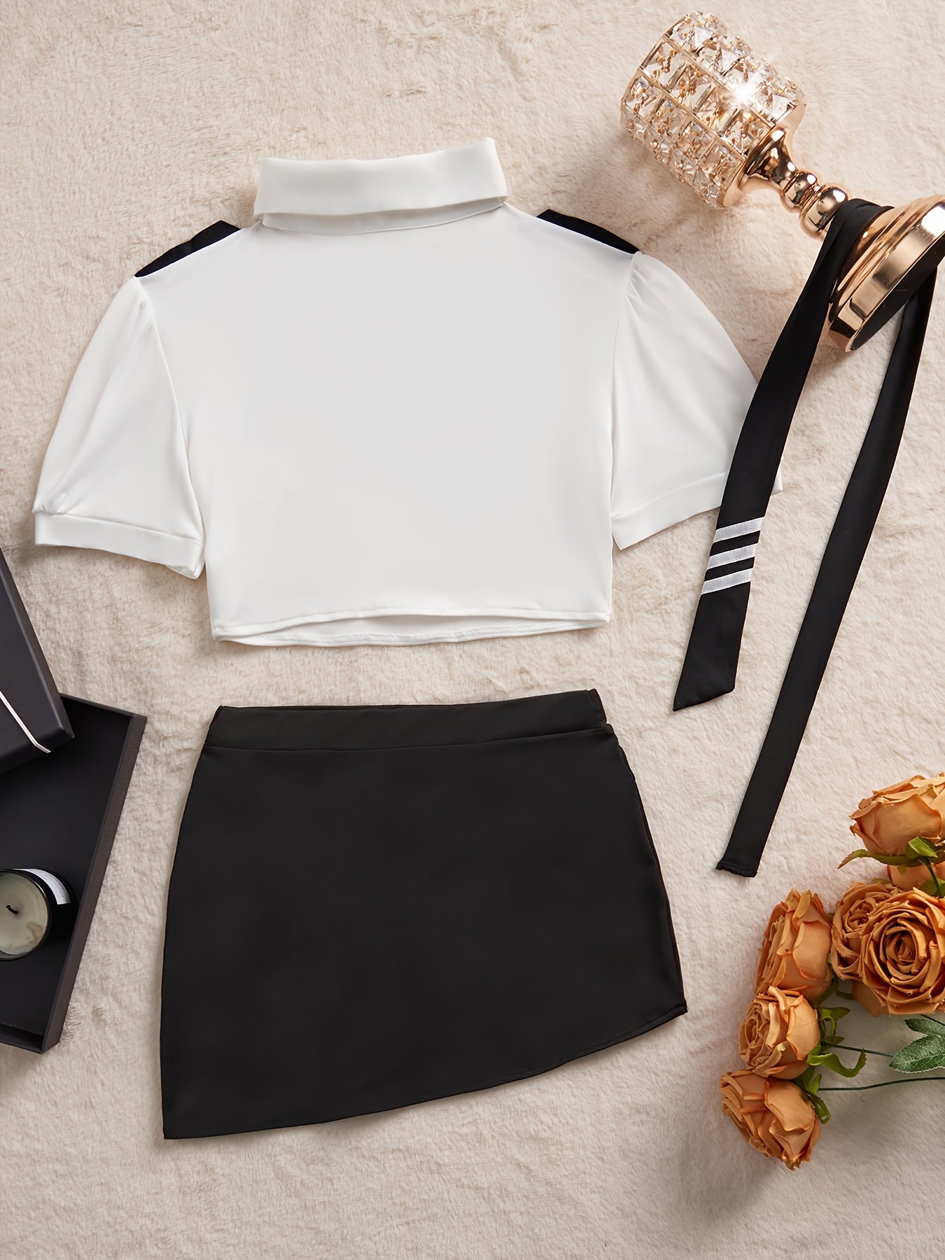 Sexy Flight Attendant Cosplay, 2-piece Lingerie Set