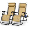 2Packs Zero Gravity Lounge Chair w/ Dual Side Tray Foldable- Tan by VYSN