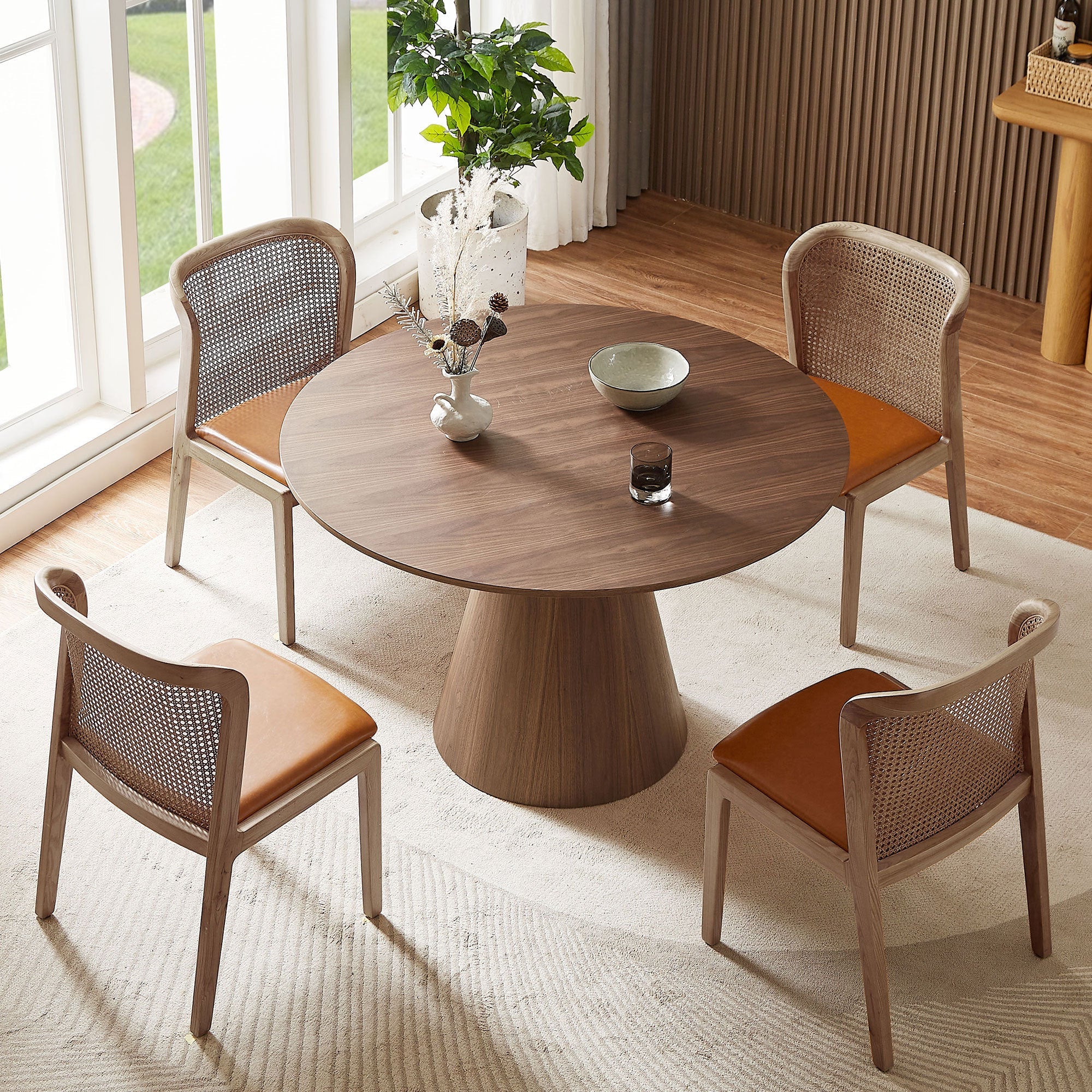 Round Modern Walnut Dining Table by Blak Hom