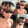 Highlight Synthetic Short Straight Pixie Cut Hair Bob Wig Honey Gold Mix Black
