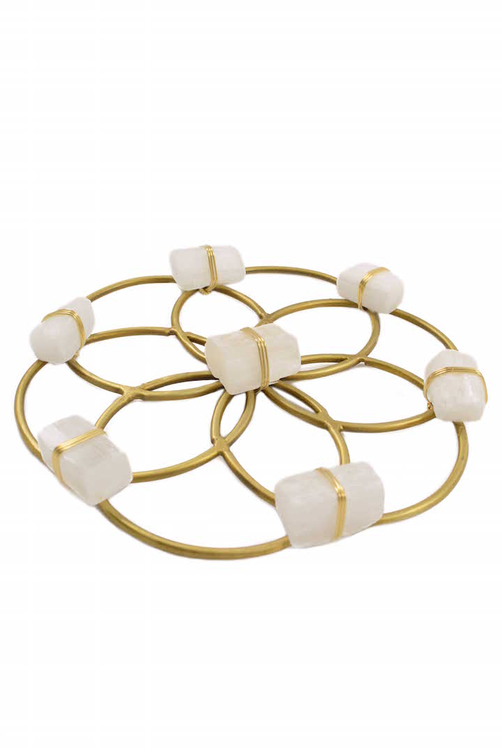 Small Flower of Life Healing Crystal Grid - Selenite by Ariana Ost