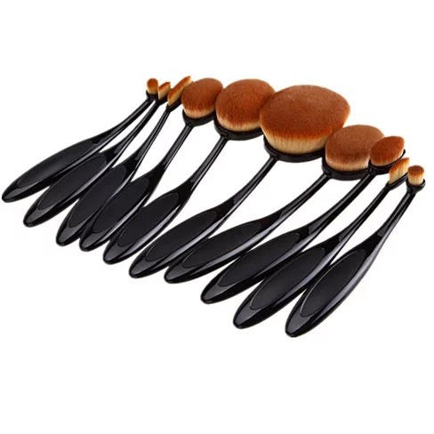Beauty Experts Set of 10 Oval Beauty Brushes Vista Shops