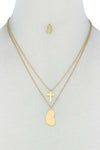 Stylish Double Layer Cross And Mary Necklace And Earrings Set by Coco Charli