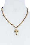 Chic Beaded And Cross Pendant Necklace by Coco Charli