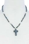Chic Beaded And Cross Pendant Necklace by Coco Charli