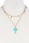 Double Layered Cross Pendant Chain Necklace by Coco Charli