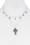 Double Layered Cross Pendant Chain Necklace by Coco Charli