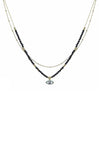 2 Layered Metal Seed Bead Evil Eye Pendant Necklace by Coco Charli
