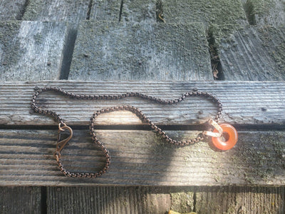 Carnelian Gemstone Donut Copper Chain Necklace by Alexa Martha Designs