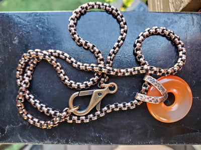 Carnelian Gemstone Donut Copper Chain Necklace by Alexa Martha Designs
