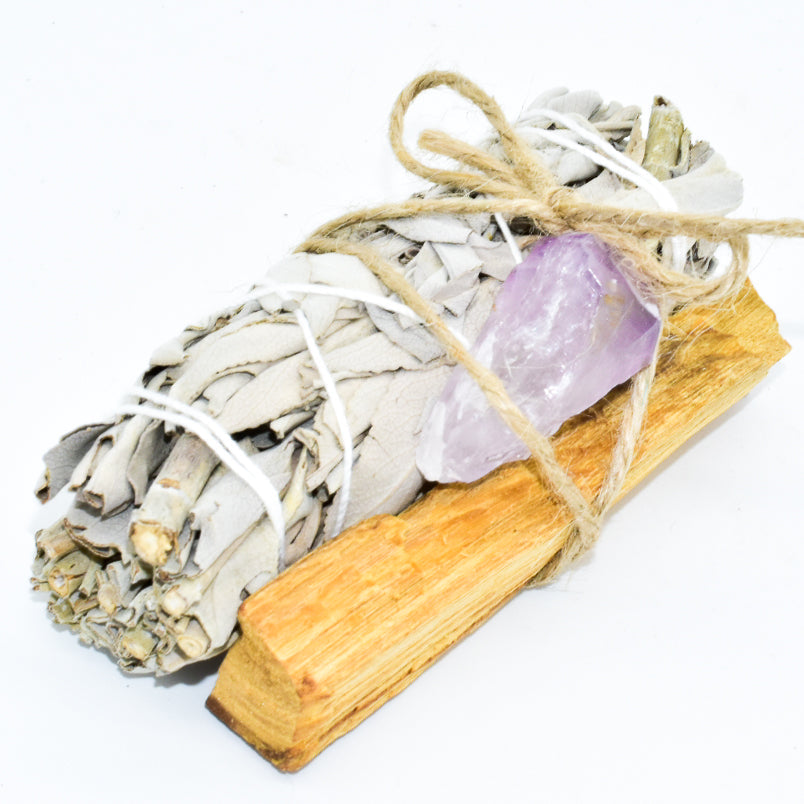 Palo Santo, Sage & Crystal Smudging Bundle by Whyte Quartz