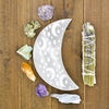 Celestial Engraved Crescent Moon Selenite Plate by Whyte Quartz