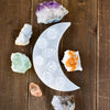 7 Chakras Engraved Crescent Moon Selenite Plate by Whyte Quartz