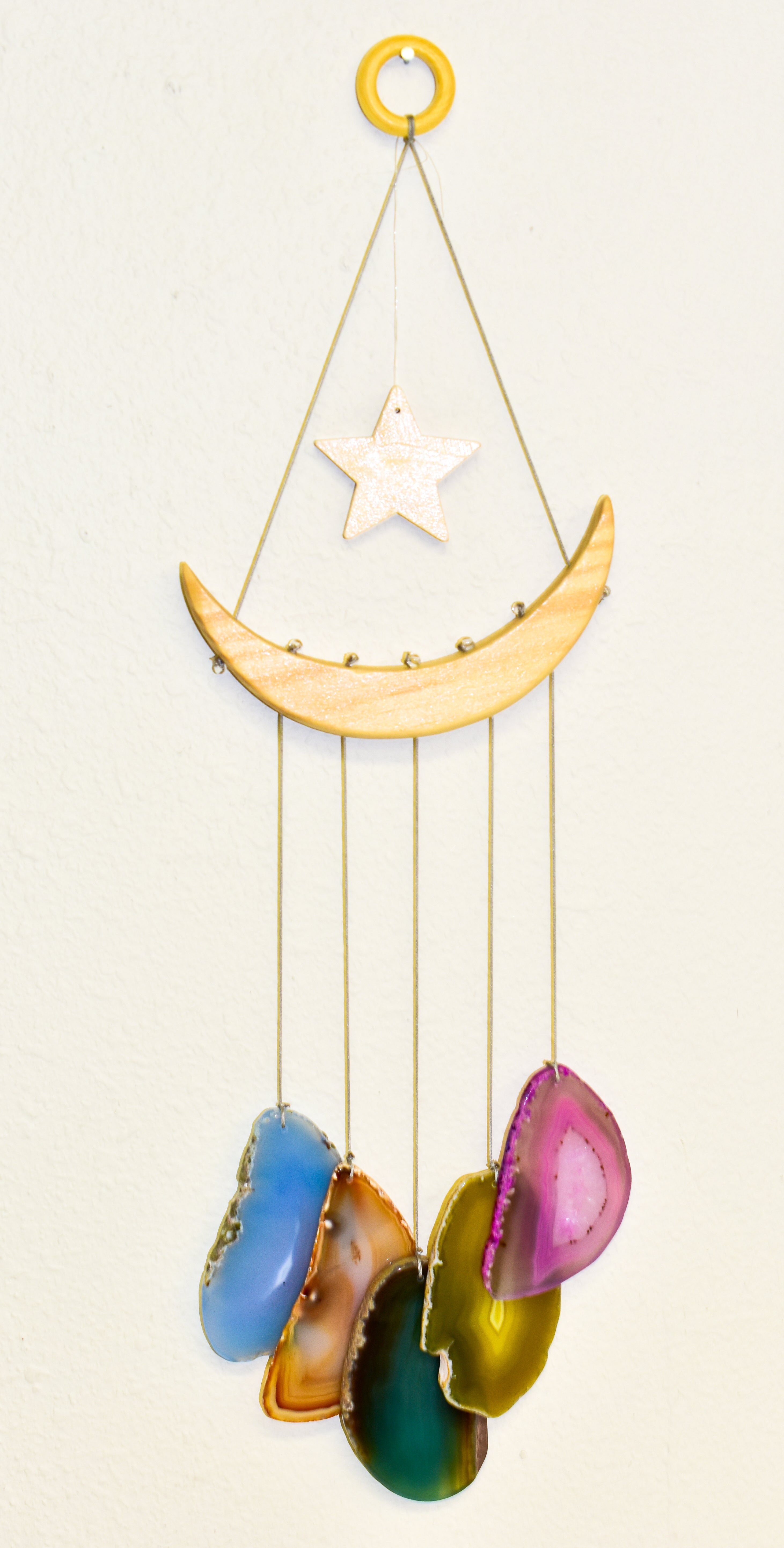 NEW Star & Crescent Moon Agate Wind Chime by Whyte Quartz