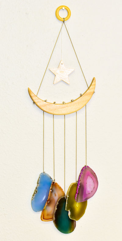 NEW Star & Crescent Moon Agate Wind Chime by Whyte Quartz