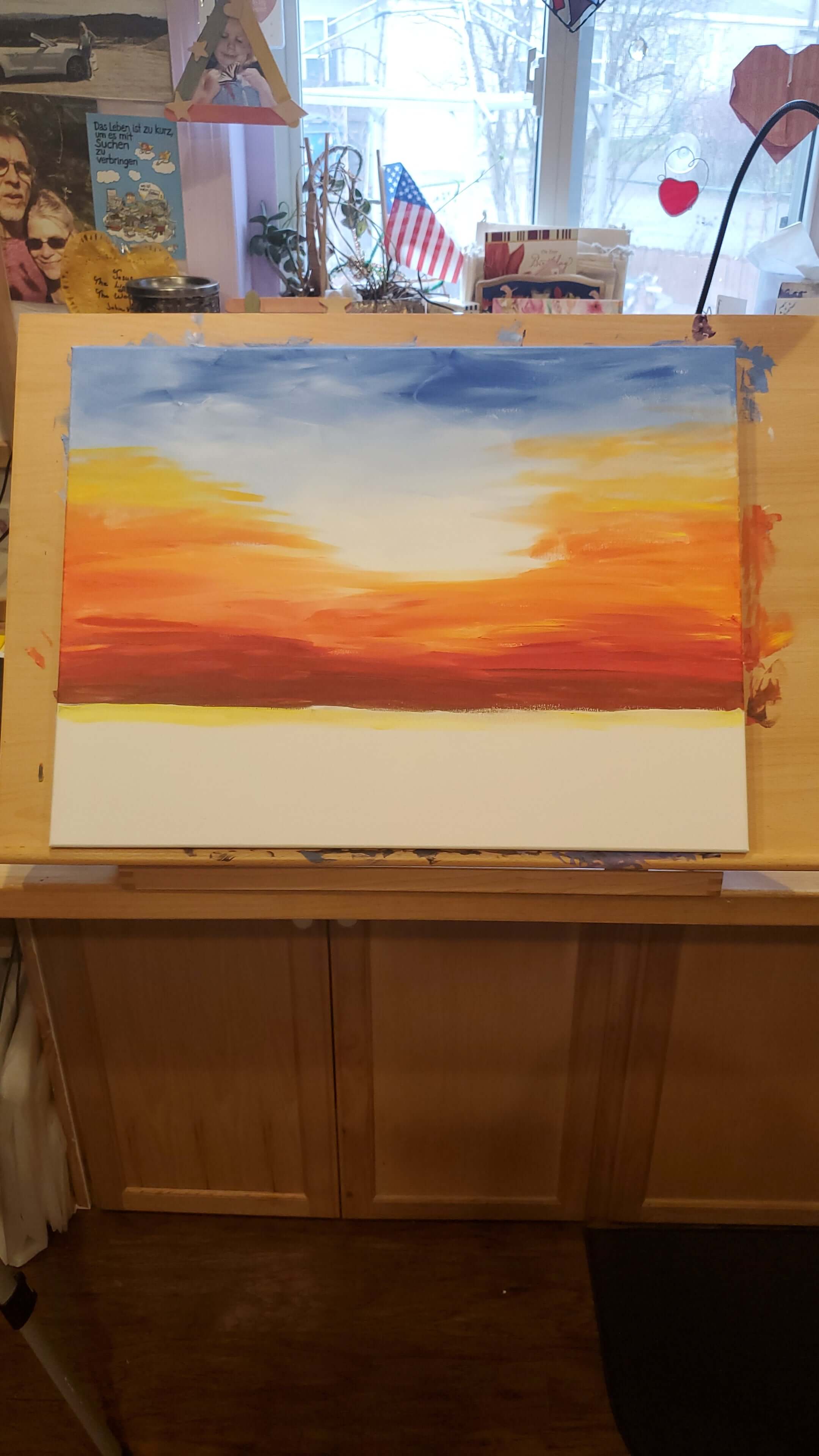 Acrylic Painting Sunset Over the Water Print Download