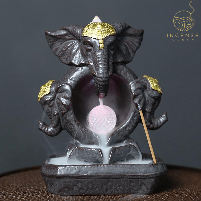 Elephant Statue Waterfall Incense Burner by incenseocean