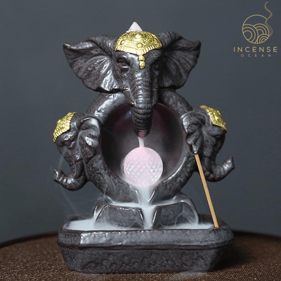 Elephant Statue Waterfall Incense Burner by incenseocean