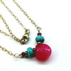 Gold Filled Turquoise and Pink Gemstone Drop Necklace by Alexa Martha Designs