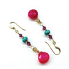 Gold Filled Wire Wrapped Pink And Turquoise Gemstone Earrings by Alexa Martha Designs