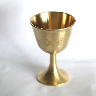 Ritual cup tarot Pentagram gold-plated brass ceremony altar goblet
