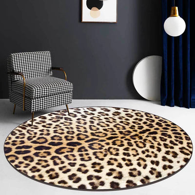 Round Leopard Print Area Rug