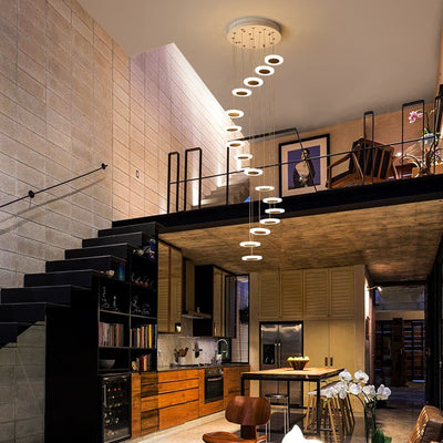 Modern Rotating LED Staircase Chandelier