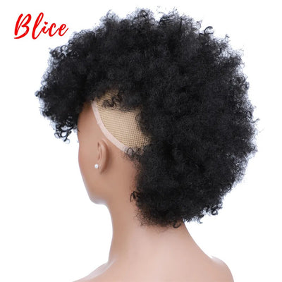 Blice Synthetic High Puff Afro Kinky Clip-in Hairpiece Hair, 90g/piece Natural Black